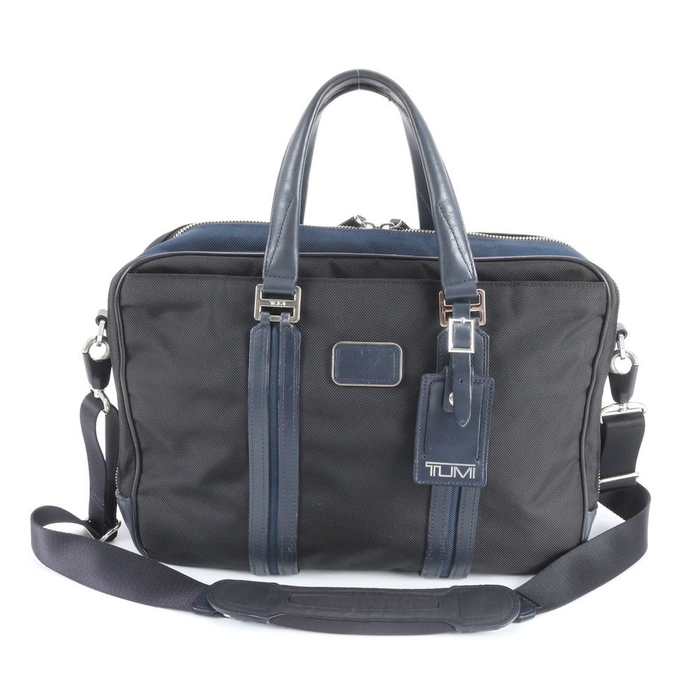 美品 TUMI トゥミ レザー ナイロン 2WAY ビジネス バッグ 斜め掛け 書類鞄 通勤 ショルダー ブラック ネイビー A4 メンズ RWM DZ8-6【中古】