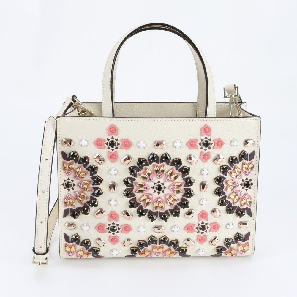 美品 ケイトスペード ビジュー 刺繍 レザー 2WAY ショルダーバッグ 斜め掛け ハンド トート レディース RBM DZ28-4【中古】 10,575円