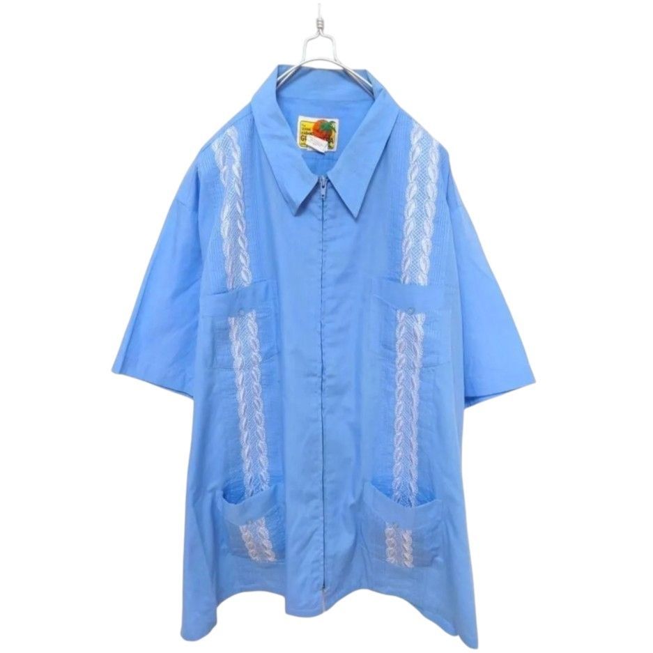 【GUAYABERA】ジップアップ 刺繍入りキューバシャツ A-1802