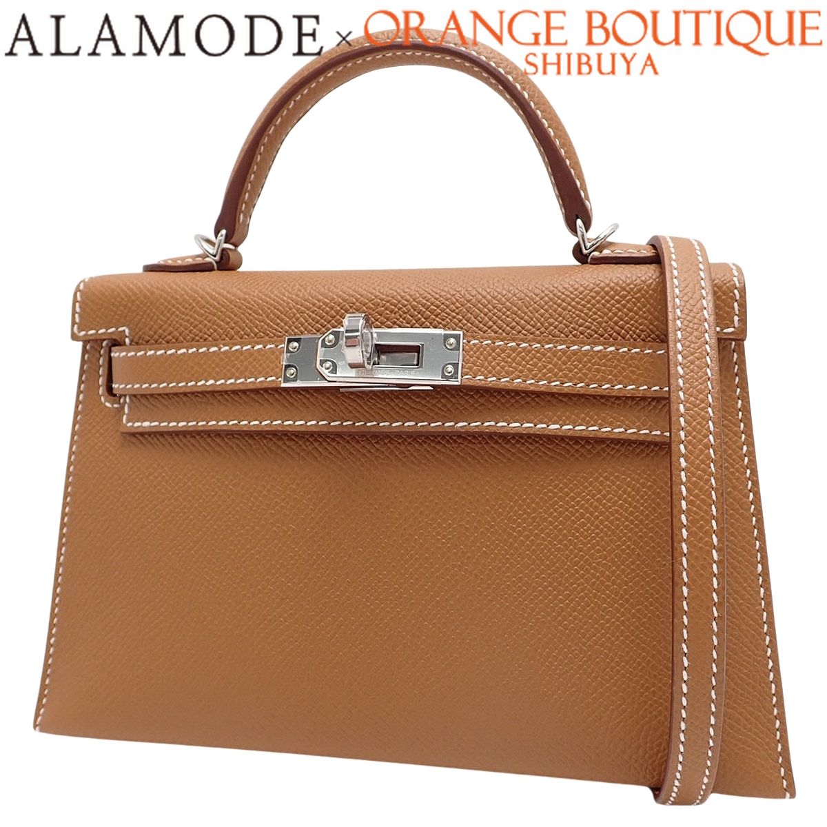 【未使用】HERMES(エルメス) ミニケリードゥ (外縫い) ゴールド ブラウン茶 ヴォーエプソン パラジウム金具 シルバー金具 K刻印 ハンドバッグ 2WAY ショルダー 肩掛け ミニケリー2 レディース 40802192997【アラモード】
