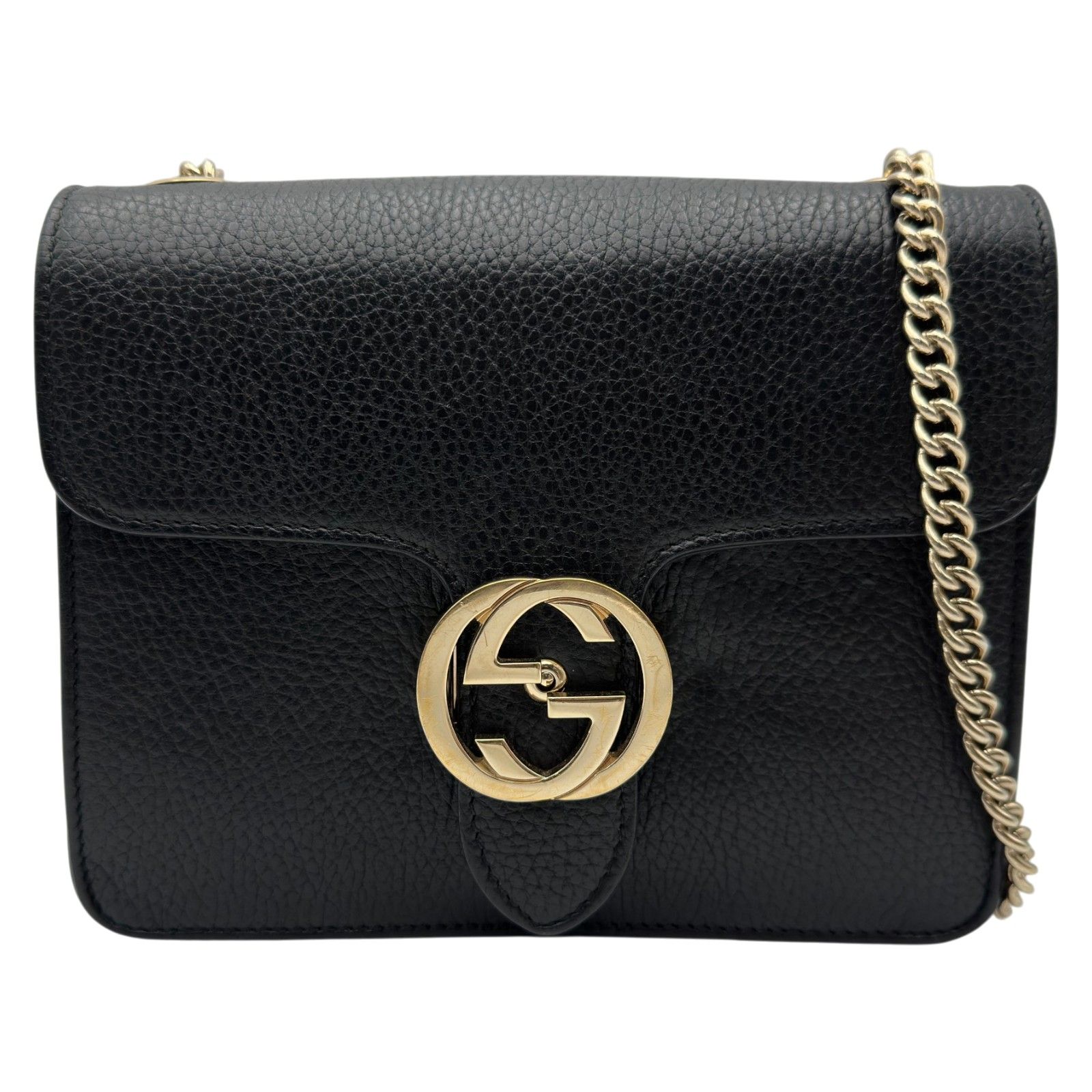 グッチ GUCCI インターロッキングGチェーンバッグ 510304 ブラック レザー レディース ショルダーバッグ