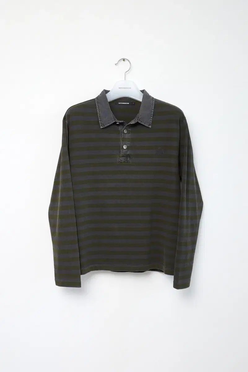 Hatchingroom VTG Stripe POLO Tee Dyed Yellow L