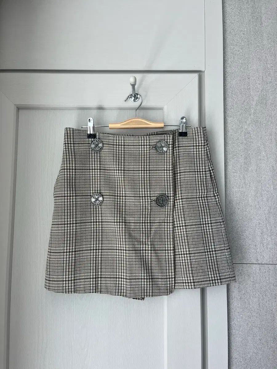 ハンサム タイム TIME ラップ キュロット パンツ - CHECK キュロット ショートパンツ ボタン ハーフ スラックス