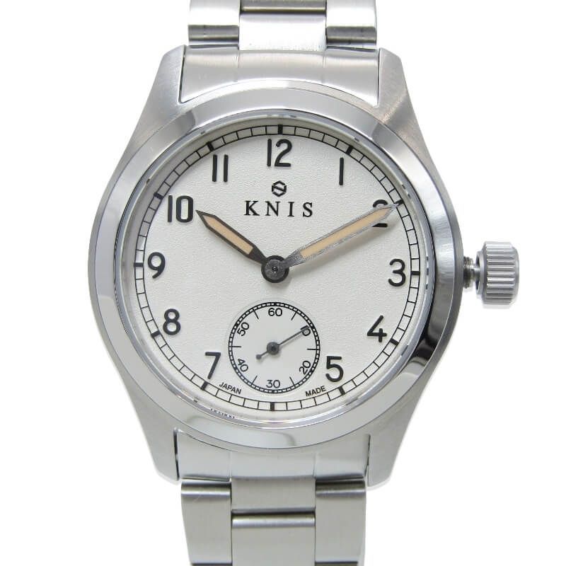 美品 KNIS ニス KN003-WHSS レトロミリタリーウォッチ クオーツ 38mm スモールセコンド SS 日本製 アナログ オフホワイト 28012447