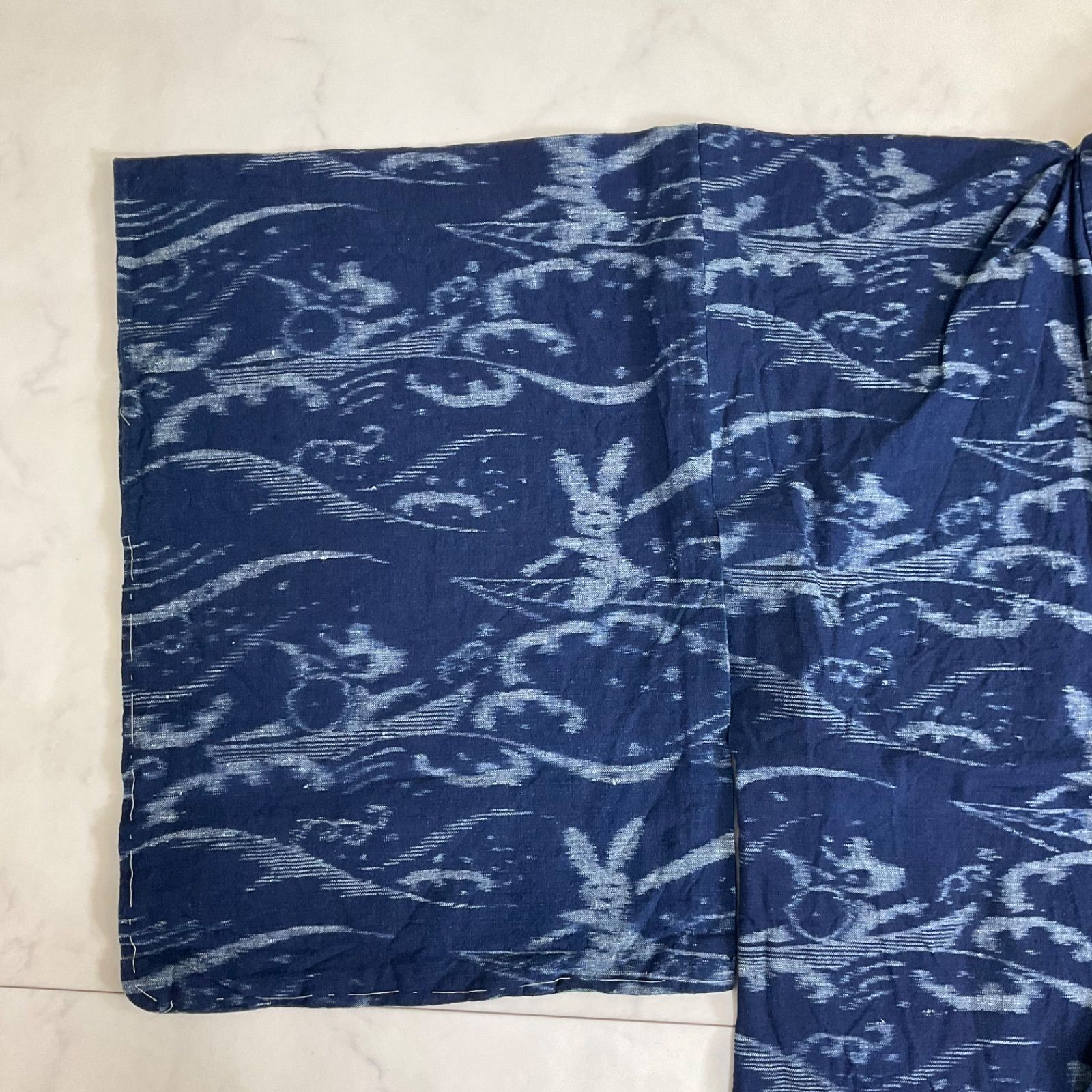 kimono+one◆kimonoarisa◆厳選◆単衣◆本場久留米絣◆手織り木綿◆うさぎ◆仕付け糸付き◆裄64肩丈148.5◆