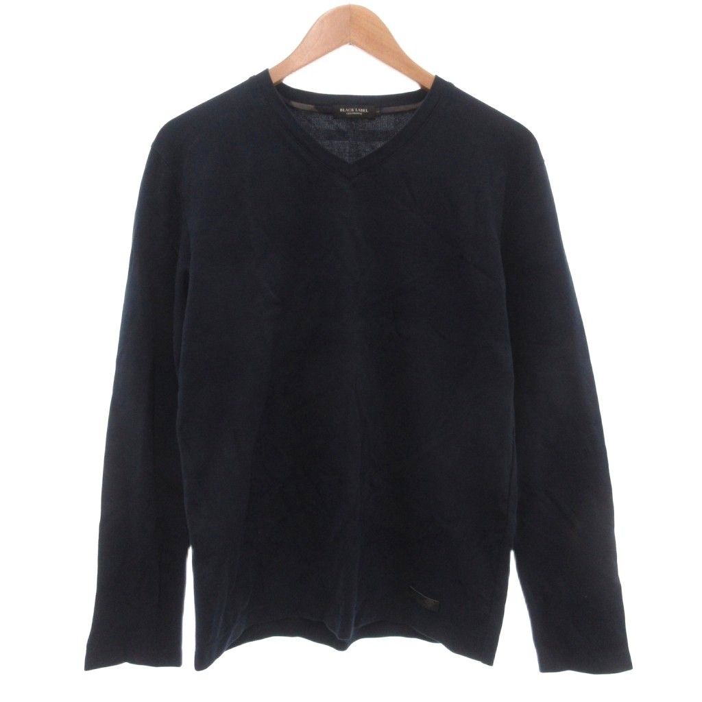 ブラックレーベルクレストブリッジ BLACK LABEL CRESTBRIDGE 美品 長袖Tシャツ ロンT L Vネック チェック柄 紺 ネイビー /KB ■ECG003