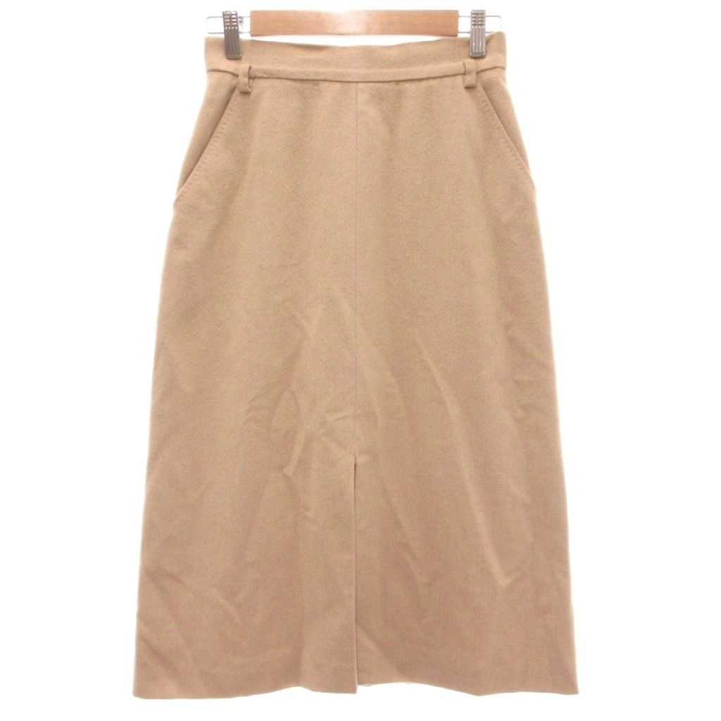 マックスマーラ MAX MARA 白タグ タイトスカート カシミヤ 38 ミモレ丈 ベルトループ ポケット付き ベージュ /KB ■ECG003