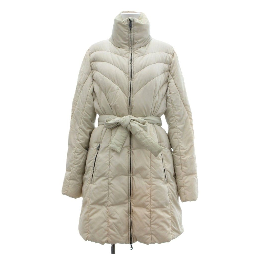 マックスマーラ ウィークエンドライン MAX MARA WEEKEND LINE ダウンコート ハーフ ミディ丈 アウター ベルトリボン 42 アイボリー /SX ■ECG004