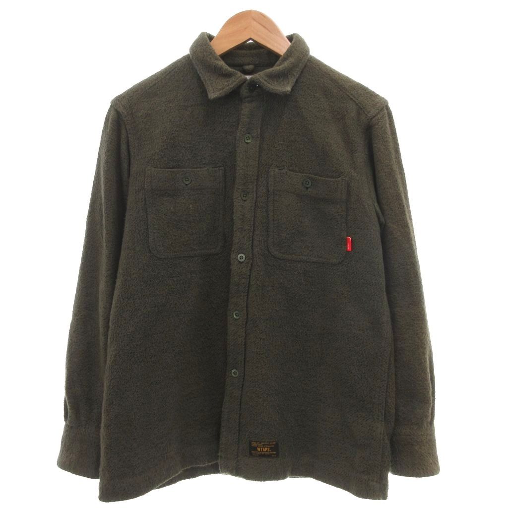 ダブルタップス WTAPS シャツ M ディープグリーン 深緑色 長袖 レギュラーカラー 胸ポケット /SC ■ECF004
