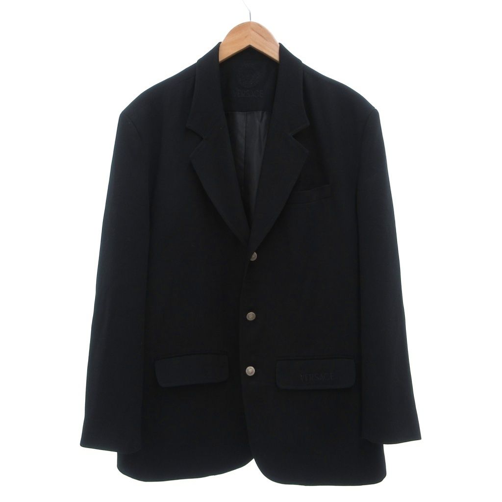 ジャンニヴェルサーチ ヴェルサーチェ GIANNI VERSACE テーラードジャケット ブレザー メデューサ メタルボタン 3B XL ダークネイビー /UO ■GY06