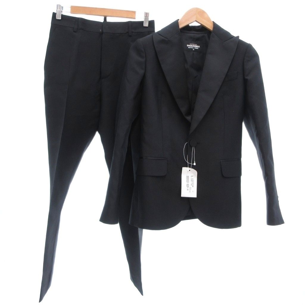 ディースクエアード DSQUARED2 Napoli Night セットアップ スーツ テーラードジャケット シングル パンツ スラックス シルク混 38 黒 ブラック /UO ■GY06 15,257円