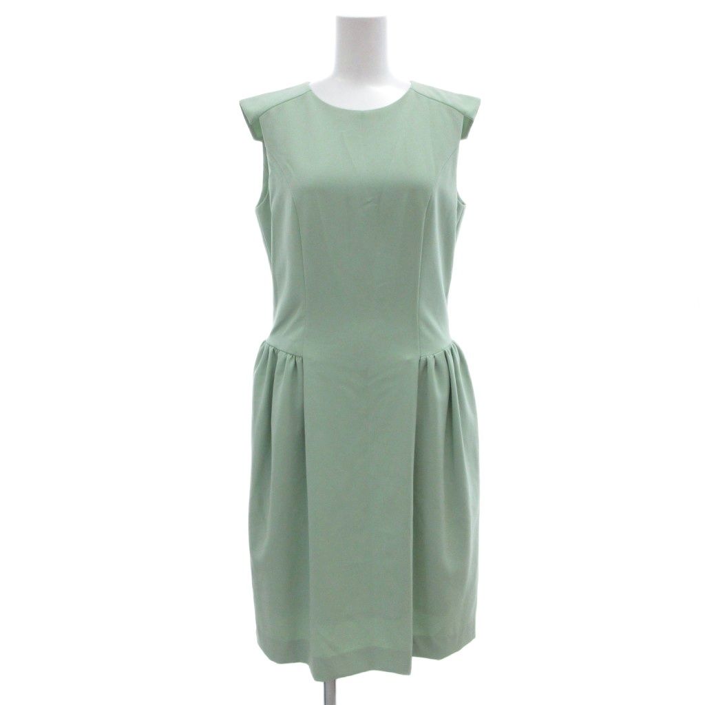 フォクシーニューヨーク FOXEY NEW YORK ノースリーブ ワンピース ストレッチ ひざ丈 40 緑 グリーン 28664 /UO ■GY06