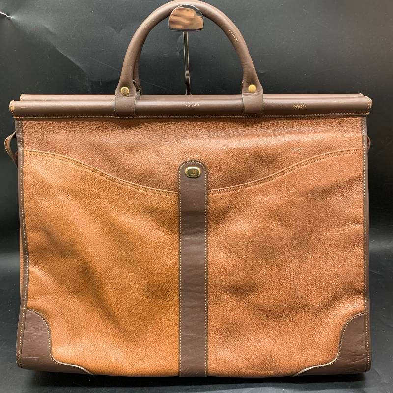 T427　dunhill ダンヒル ボストンバッグ 旅行カバン レトロ ビジネスバッグ 茶色　レザー　中古　ヴィンテージ
