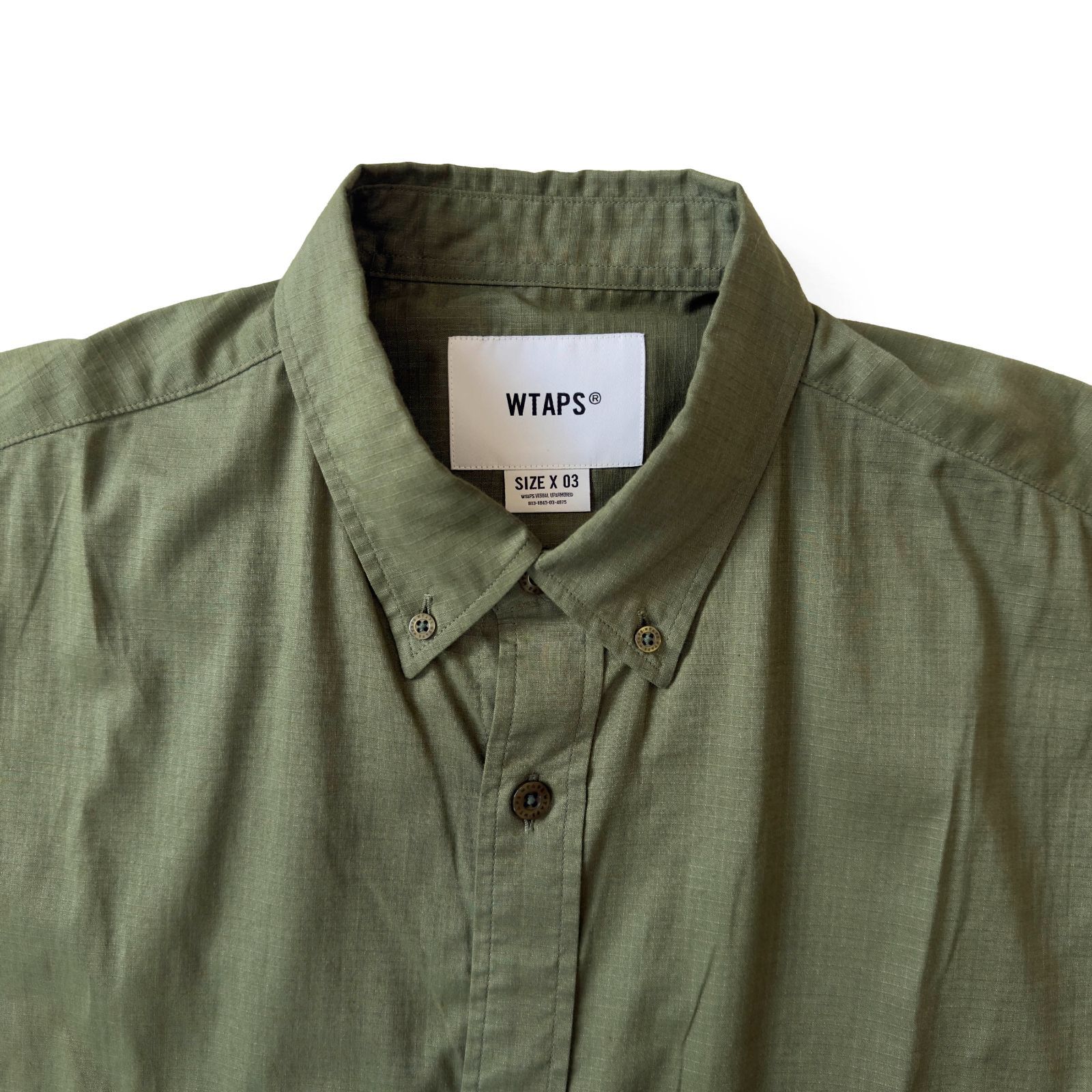 WTAPS ダブルタップス 半袖シャツ サイズ03 リップストップ クールマックス オリーブ