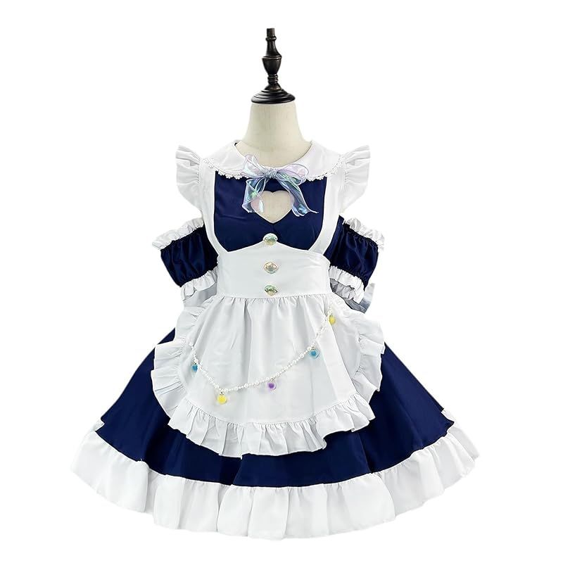 【新品】 [YZZYQQ] メイド服 cosplay ロリータ 人気 ハロウィン 萌え メイド 可愛い ロリータ 半袖 パーティー イベント 演出服 カチューシャ付き ネイビー 5XL 5,258円