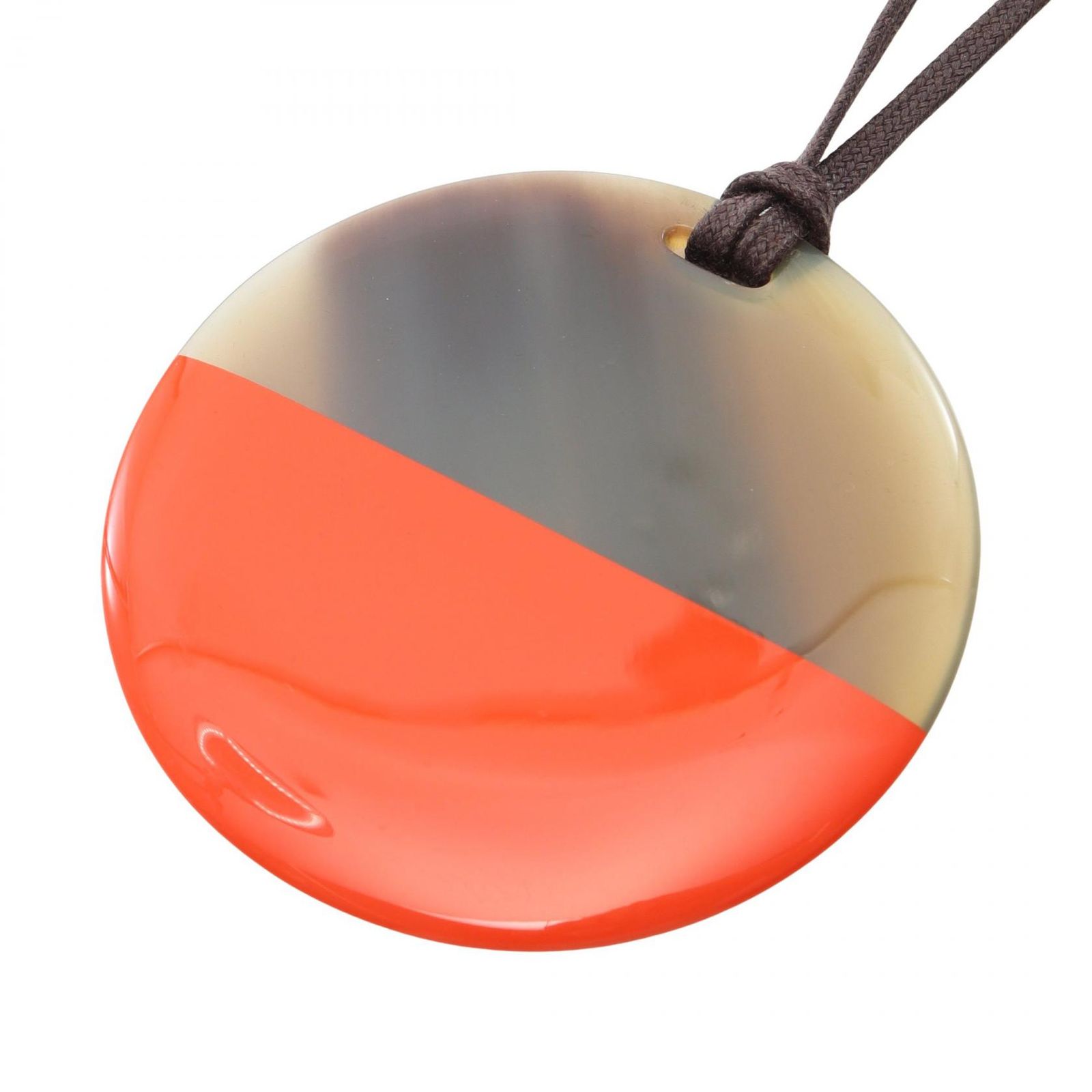 エルメス HERMES ネックレス ミニマルシティ ペンダント レザー バッファローホーン レディース Used A
