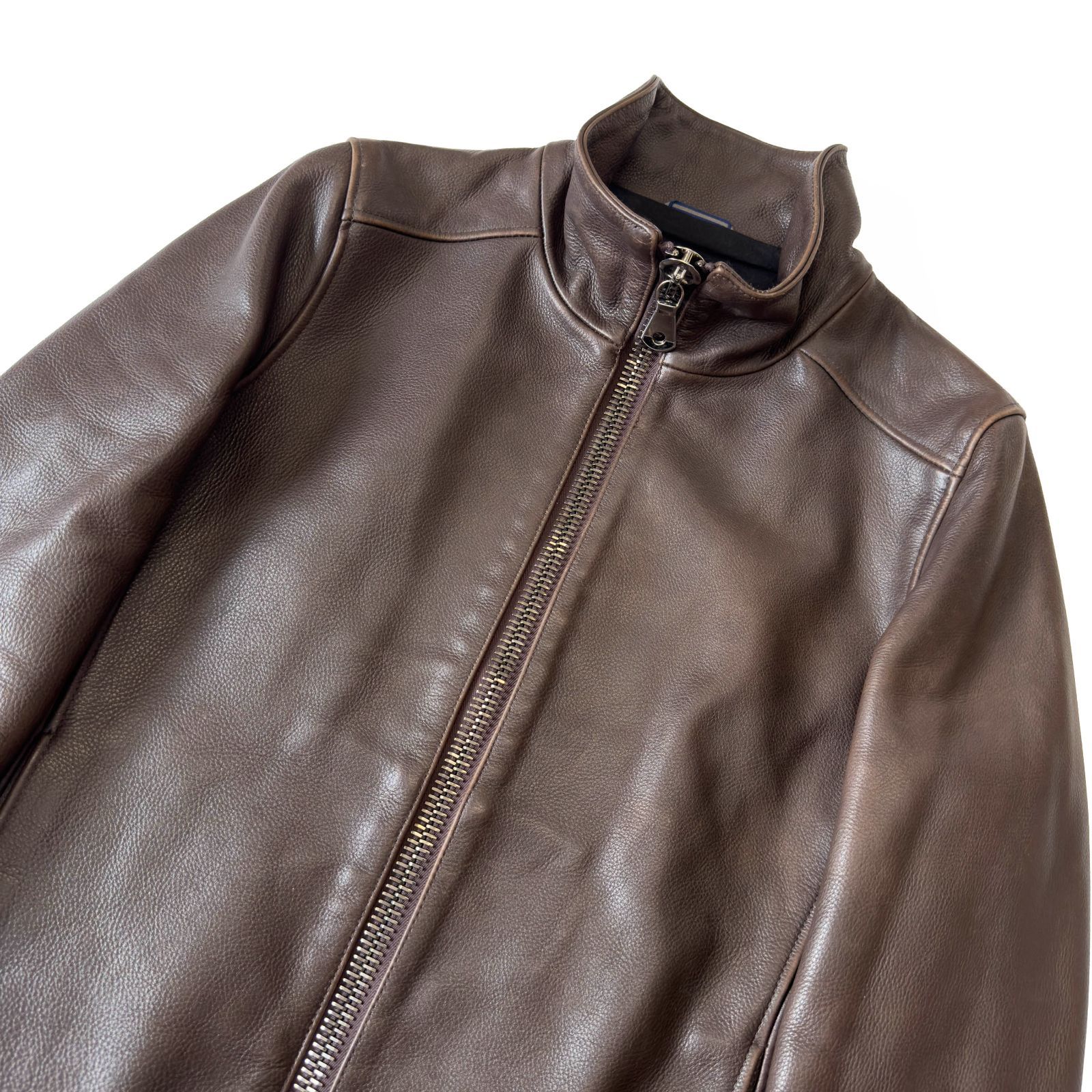 jun hashimoto ジュンハシモト BIG ZIP INNER RIDERS サイズ4 ライダースジャケット レザージャケット ブラウン
