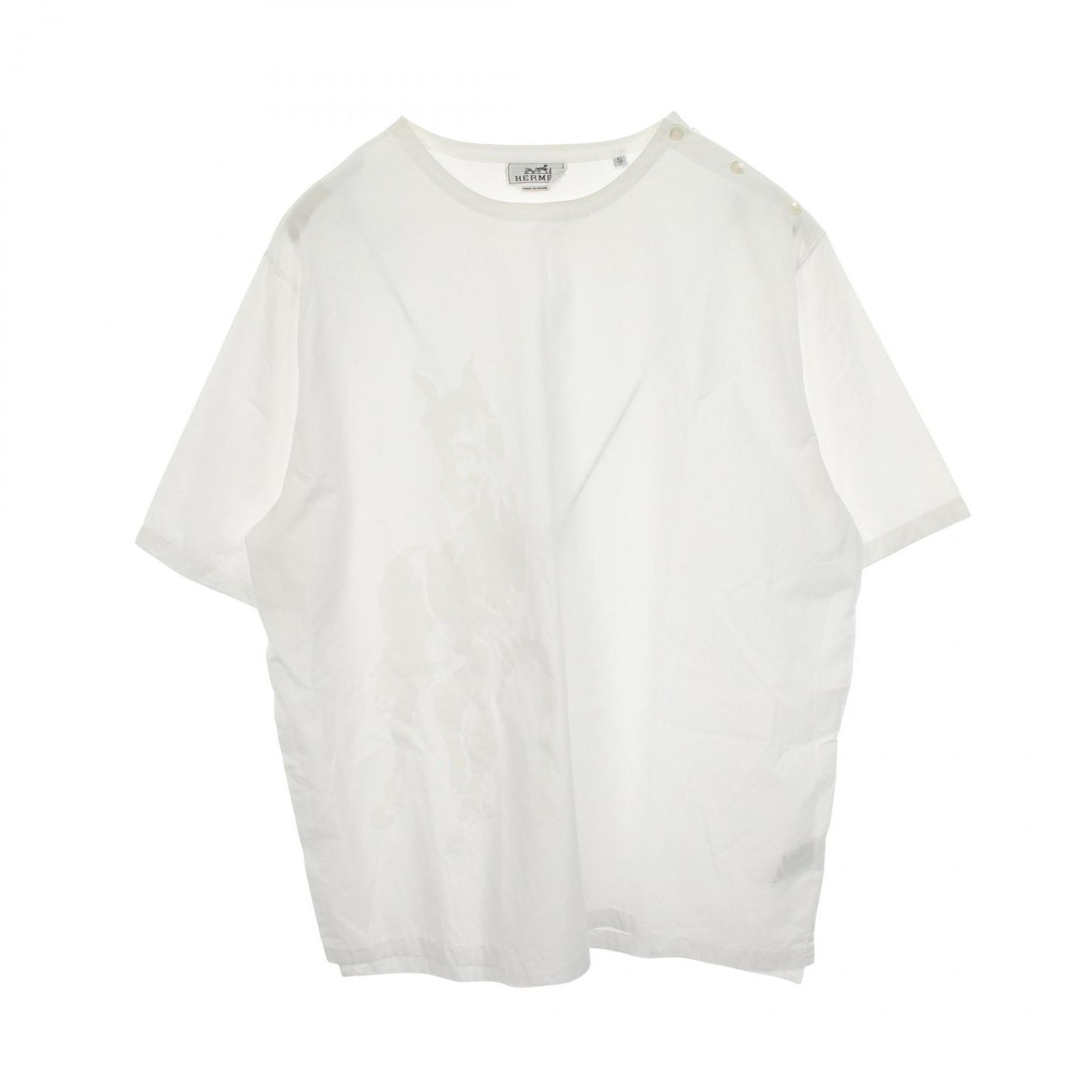 エルメス HERMES カットソー 馬 半袖 41-5621 ホワイト コットン カットソー レディース Used A