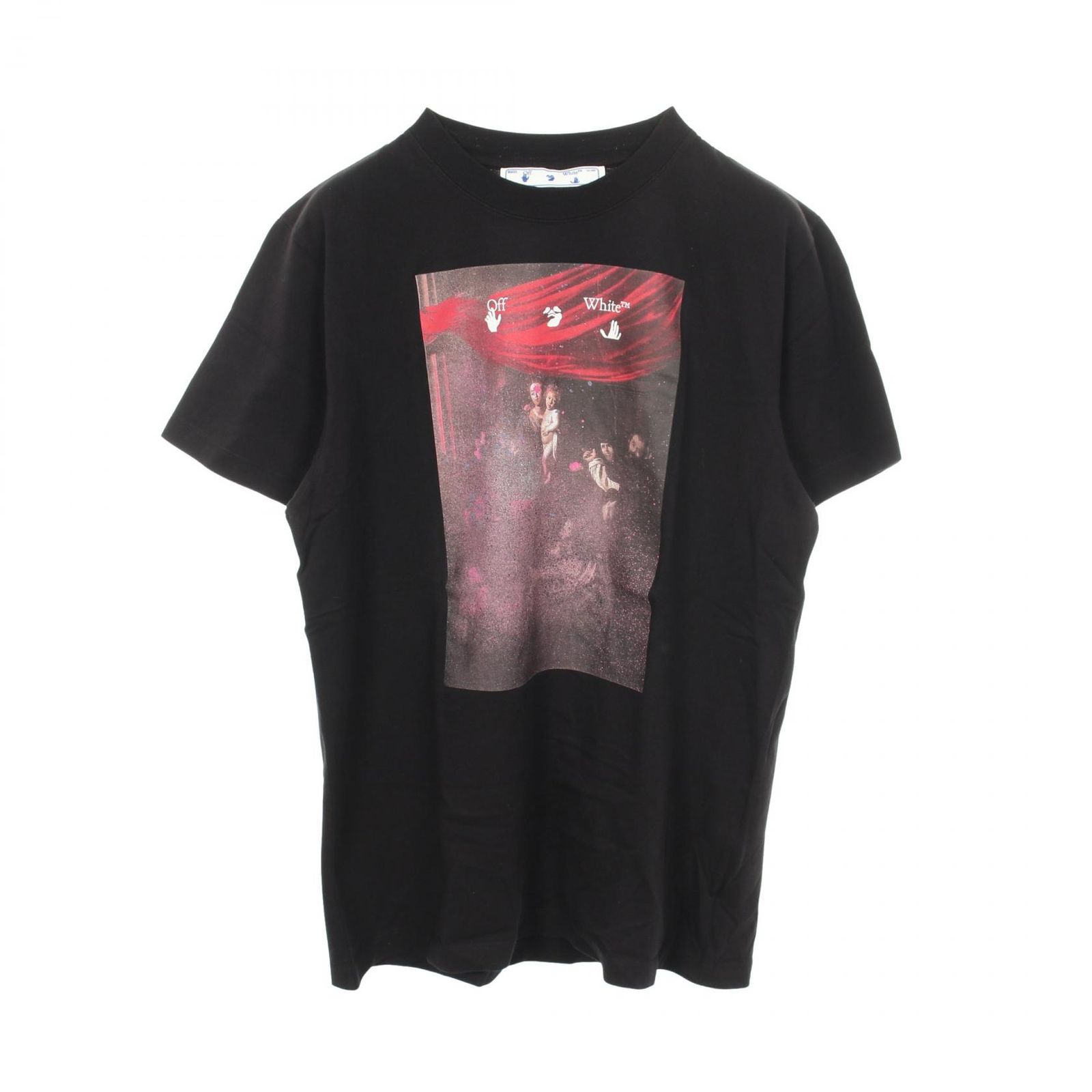 オフホワイト OFF-WHITE 半袖Tシャツ Caravaggio Painting ブラック コットン Tシャツ メンズ 未使用