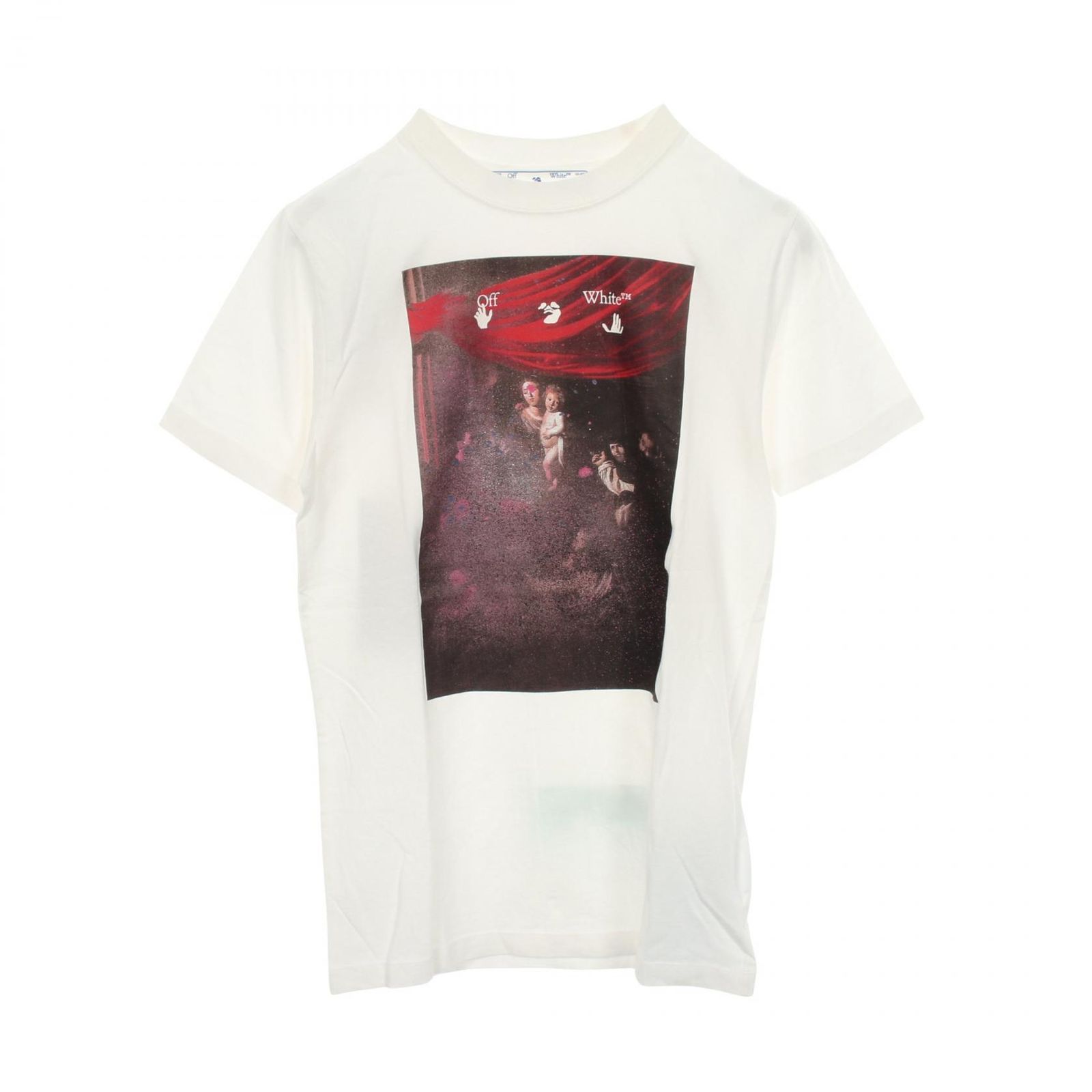オフホワイト OFF-WHITE 半袖Tシャツ Caravaggio Painting ホワイト コットン Tシャツ メンズ 未使用