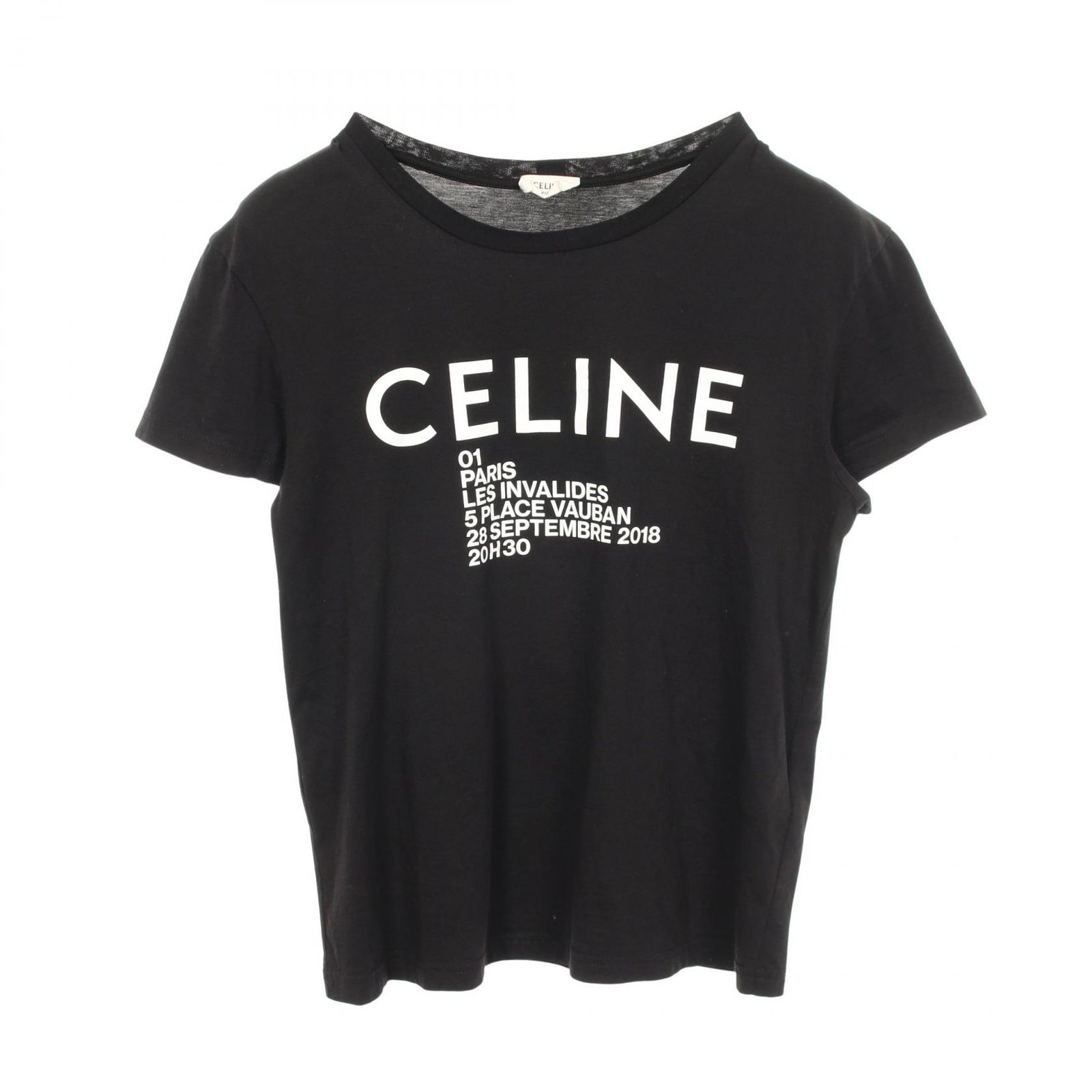 セリーヌ CELINE 半袖Tシャツ ロゴプリント クルーネック X237375E コットン ロゴTシャツ レディース Used B