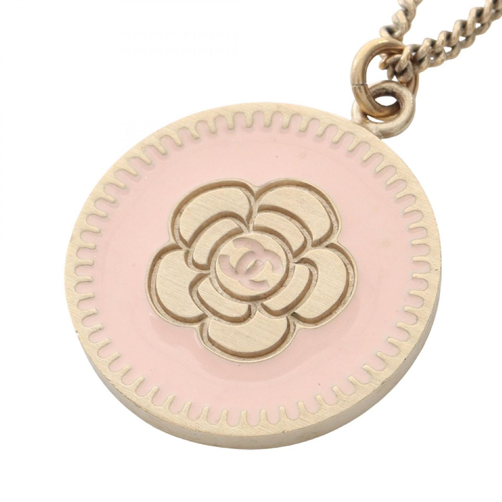 シャネル CHANEL ネックレス カメリア ココマーク サークル ピンク GP（ゴールドメッキ） カメリアネックレス レディース Used A