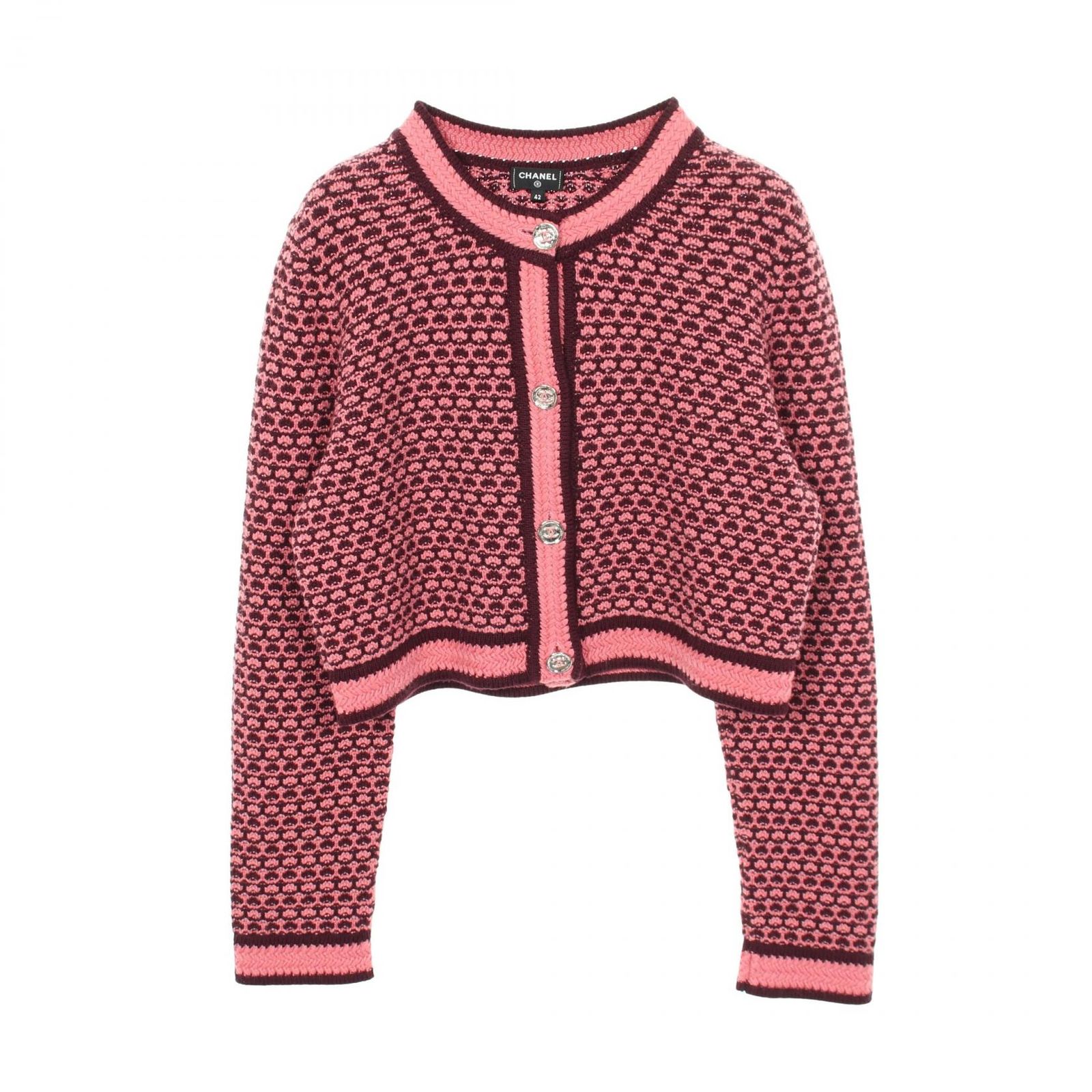 シャネル CHANEL カーディガン ココマークボタン クロップドカーディガン P75450/K10791 レッド カシミヤ ココマークボタンクロップドカーディガン レディース