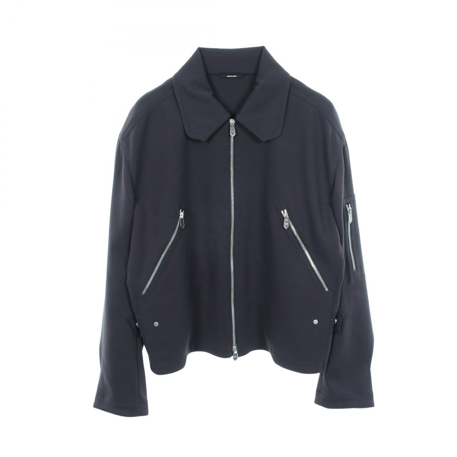 エルメス HERMES セリエボタン ブルゾン ネイビー シルク ブルゾン レディース Used A