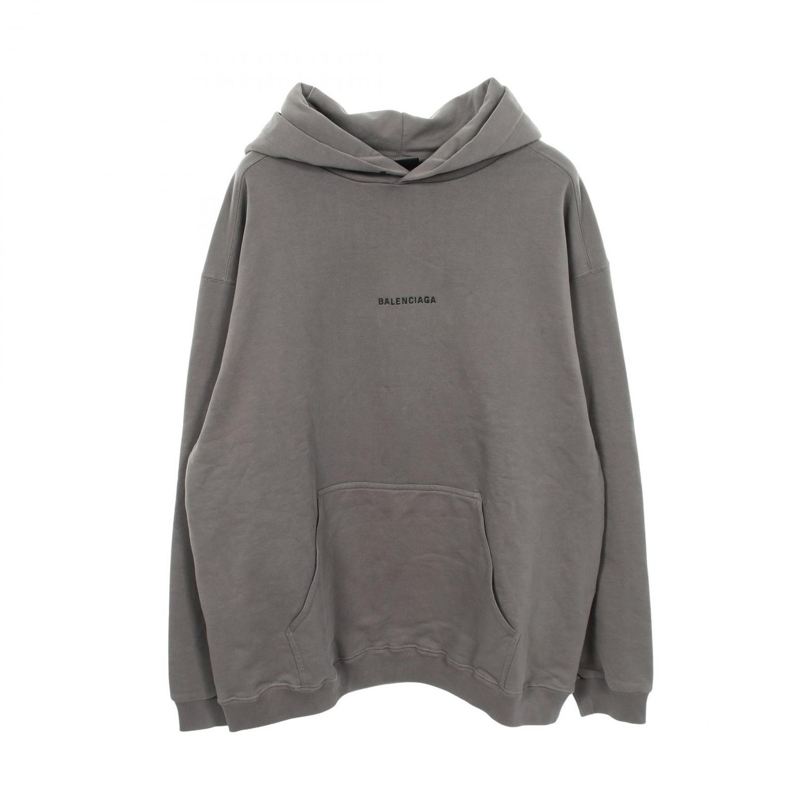 バレンシアガ BALENCIAGA パーカー ロゴ刺繍 グレー コットン パ-カ- ユニセックス Used A
