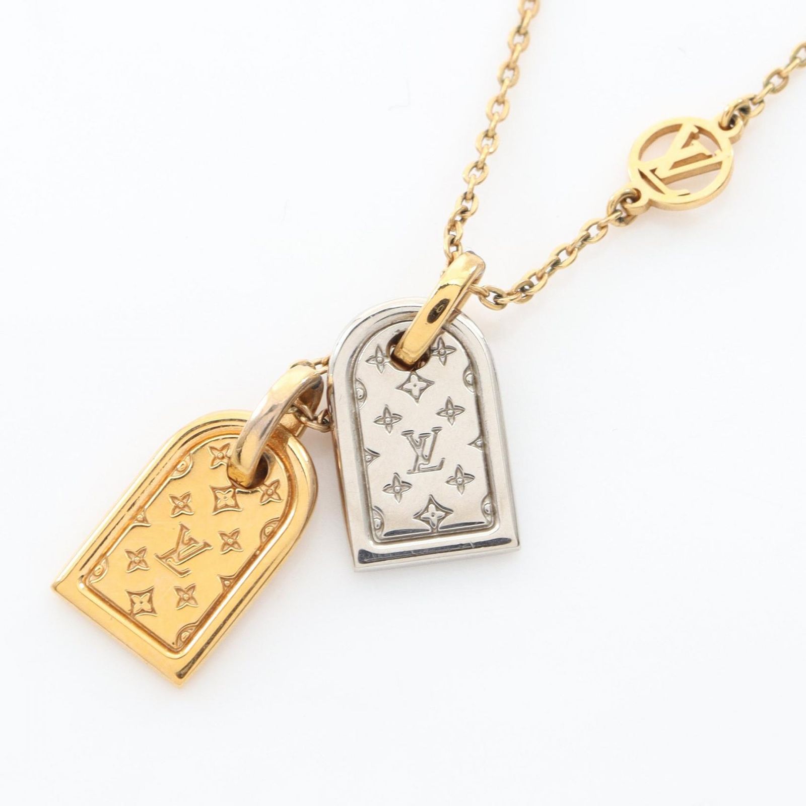 ルイ・ヴィトン LOUIS VUITTON ネックレス ナノグラム M63141 GP（ゴールドメッキ） ステンレススチール ナノグラムネックレス レディース Used A