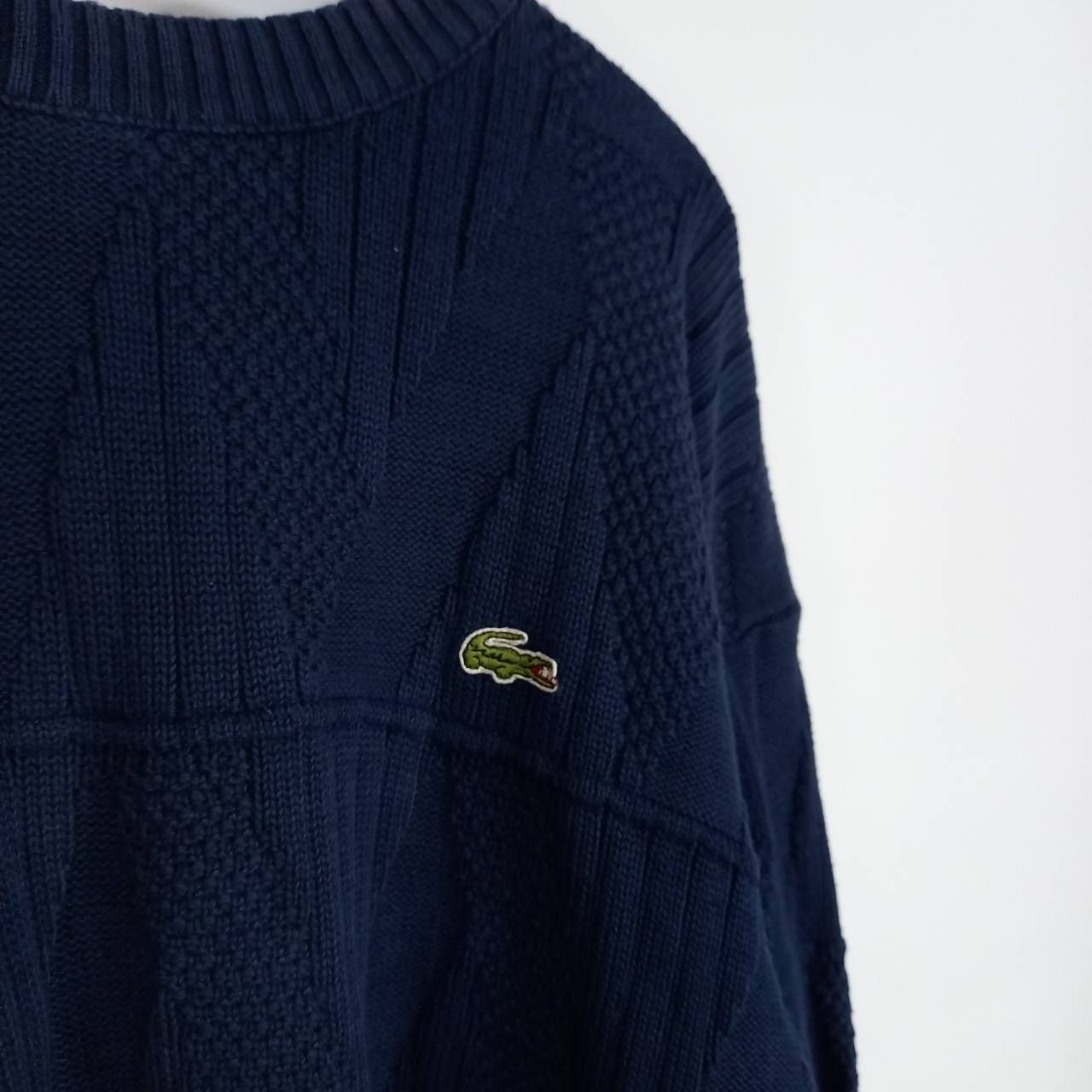 フレンチラコステ コットン ニット セーター ケーブル 刺繍ロゴ 