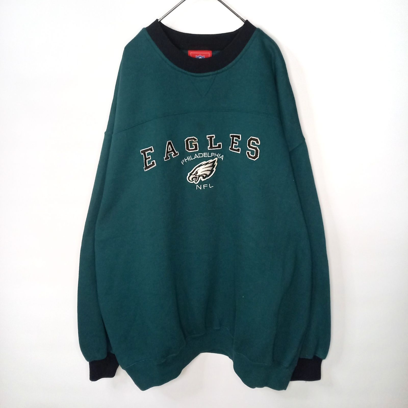 NFL　クルーネック　スウェット　アニマル　刺繍　フィラデルフィア　イーグルス　グリーン　2XL
