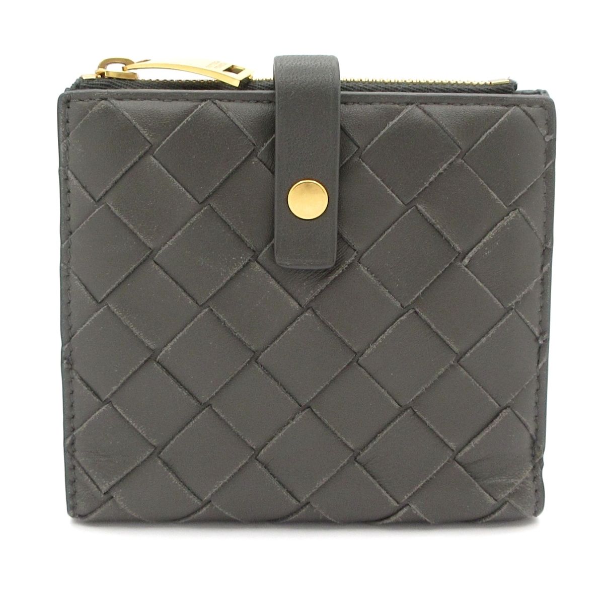 BOTTEGA VENETA(ボッテガヴェネタ) 2つ折り財布 マキシイントレチャート ダークグレー レザー