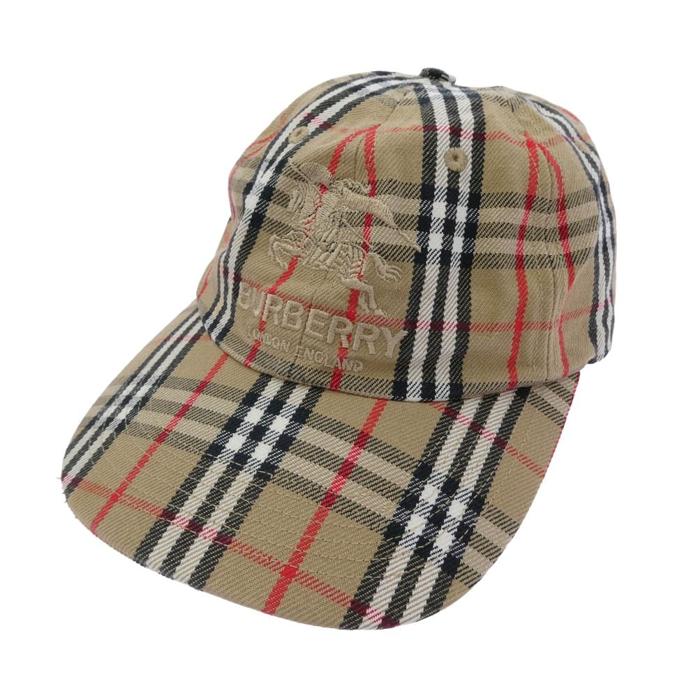 Supreme シュプリーム 22SS × Burberry Denim 6 Panel バーバリー デニム シックス パネル キャップ ノバチェック 帽子 ベージュ系 マルチカラー系【中古】