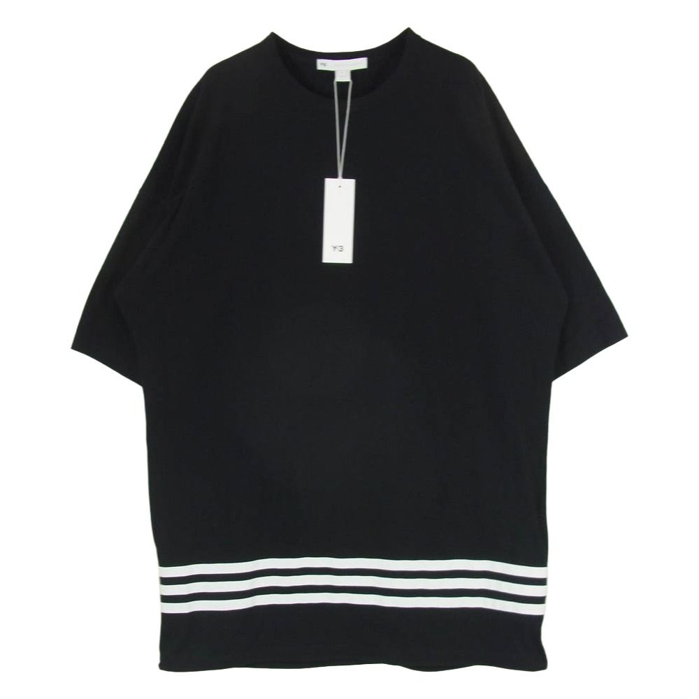 Y-3 Yohji Yamamoto ワイスリー ヨウジヤマモト HG6089 OVERSIZED SHORT SLEEVE STRIPES TEE オーバーサイズ ショートスリーブ ストライプ クルーネック 半袖 Tシャツ ブラック系 M【極上美品】【中古】