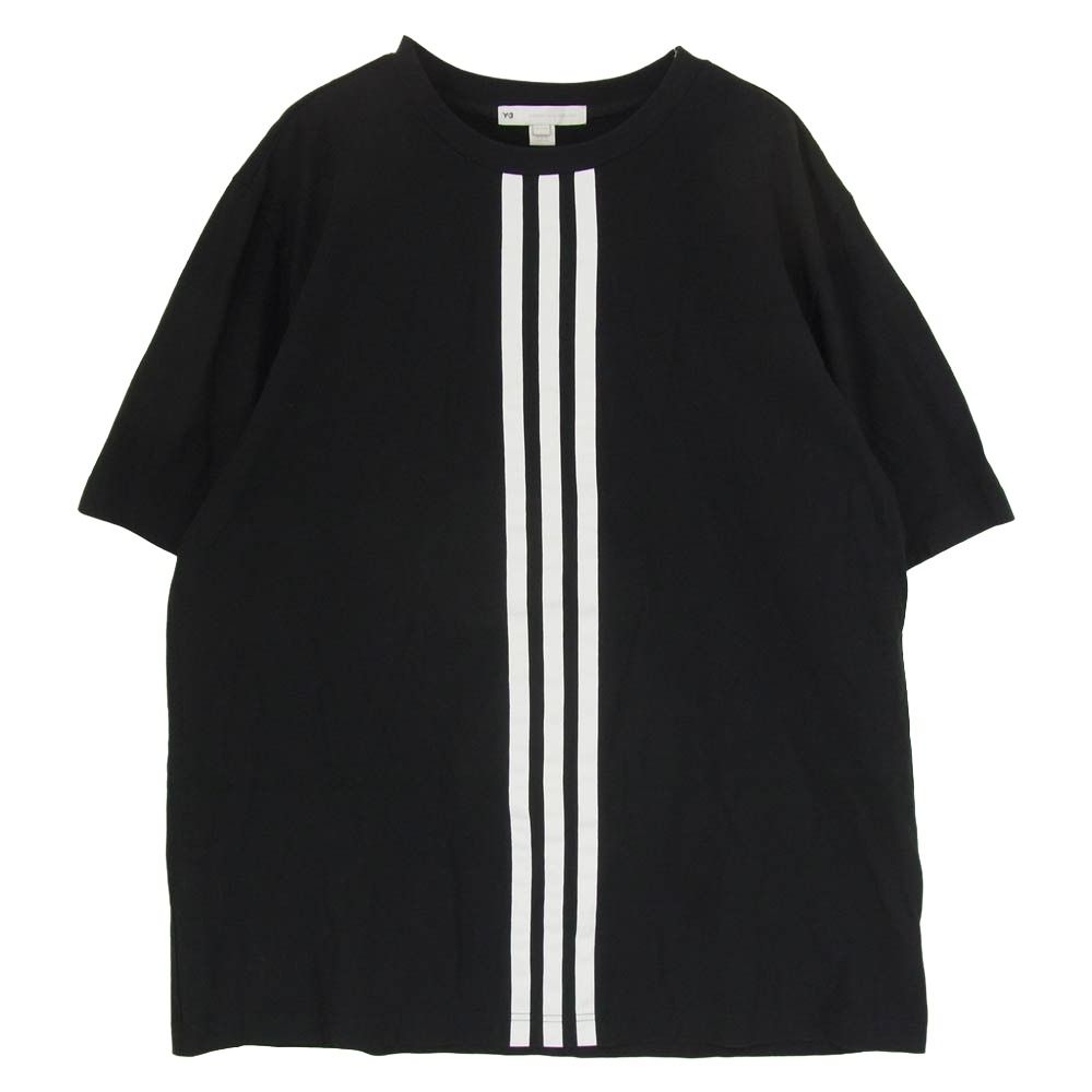Y-3 Yohji Yamamoto ワイスリー ヨウジヤマモト HG6095 M CH1 SS TEE CF STRIPES ストライプ クルーネック 半袖 Tシャツ ブラック系 2XL【中古】