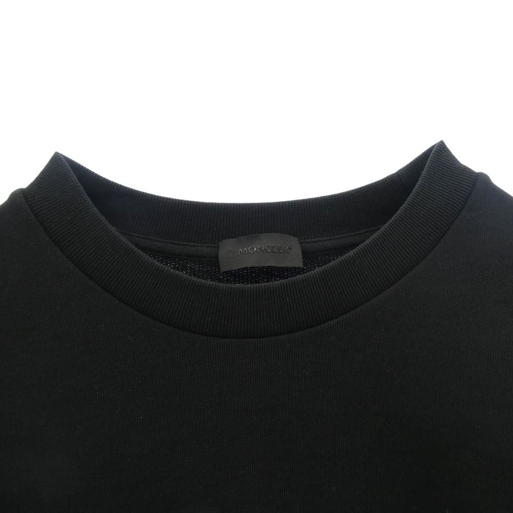 MONCLER モンクレール H10918G0002 809KR モンクレールジャパンタグ MAGLIA GIROCOLLO ラバーワッペン付 メッシュ切替 スウェット トレーナー ブラック系 L【中古】