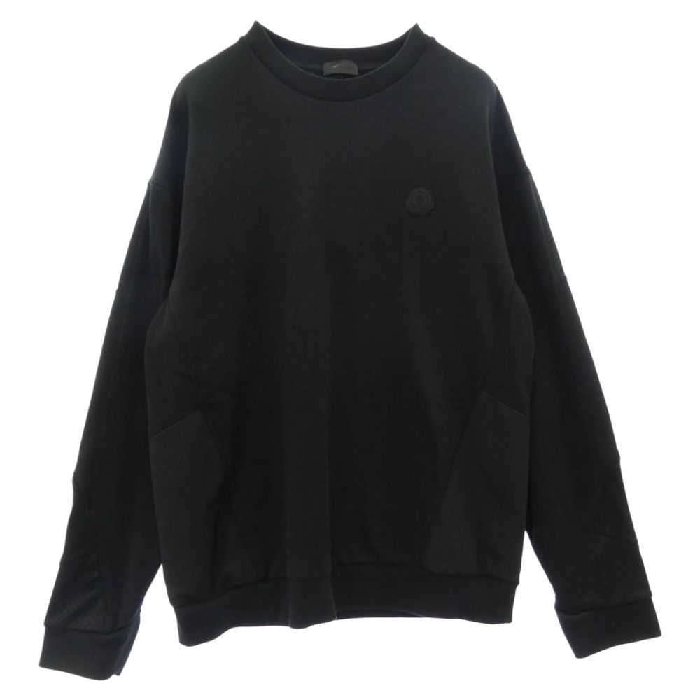 MONCLER モンクレール H10918G0002 809KR モンクレールジャパンタグ MAGLIA GIROCOLLO ラバーワッペン付 メッシュ切替 スウェット トレーナー ブラック系 L【中古】 の商品写真