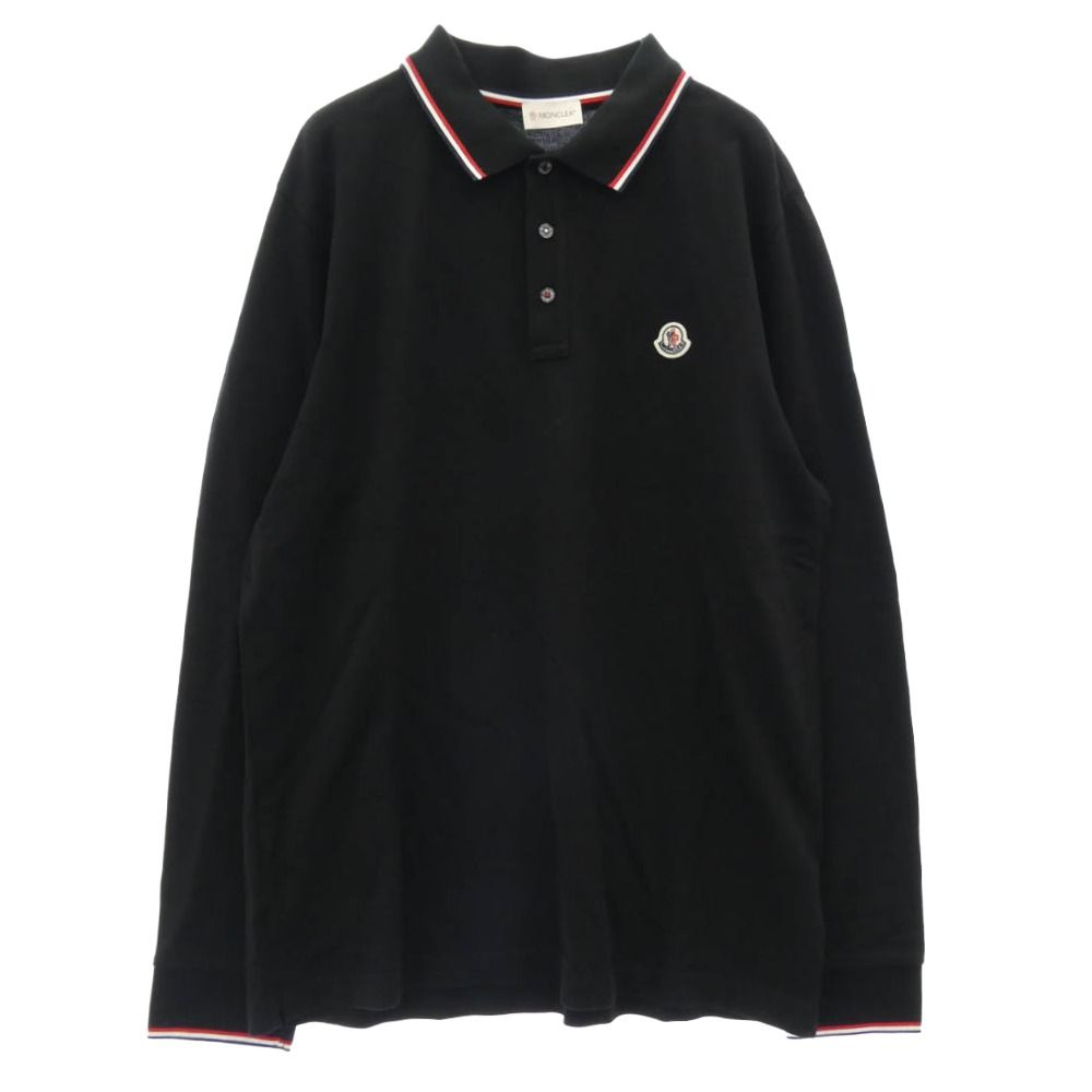 MONCLER モンクレール F20918B70100 84556 モンクレールジャパンタグ MAGLIA POLO MANICA LUNGA ワッペン付 長袖 ポロシャツ ブラック系 XL【中古】