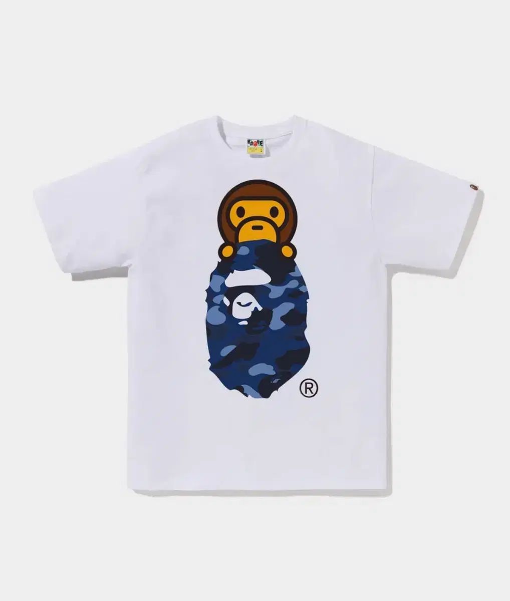 A BATHING APE(アベイシングエイプ) ブルー カモフラージュ 半袖Tシャツ 白 xxs