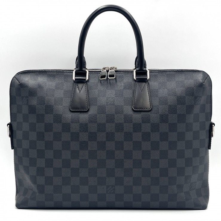 LOUIS VUITTON（ルイヴィトン）ポルト・ドキュマン・ジュール PDJ ダミエグラフィット ビジネスバッグ ブリーフケース メンズ ブラック系 シルバー金具【中古】