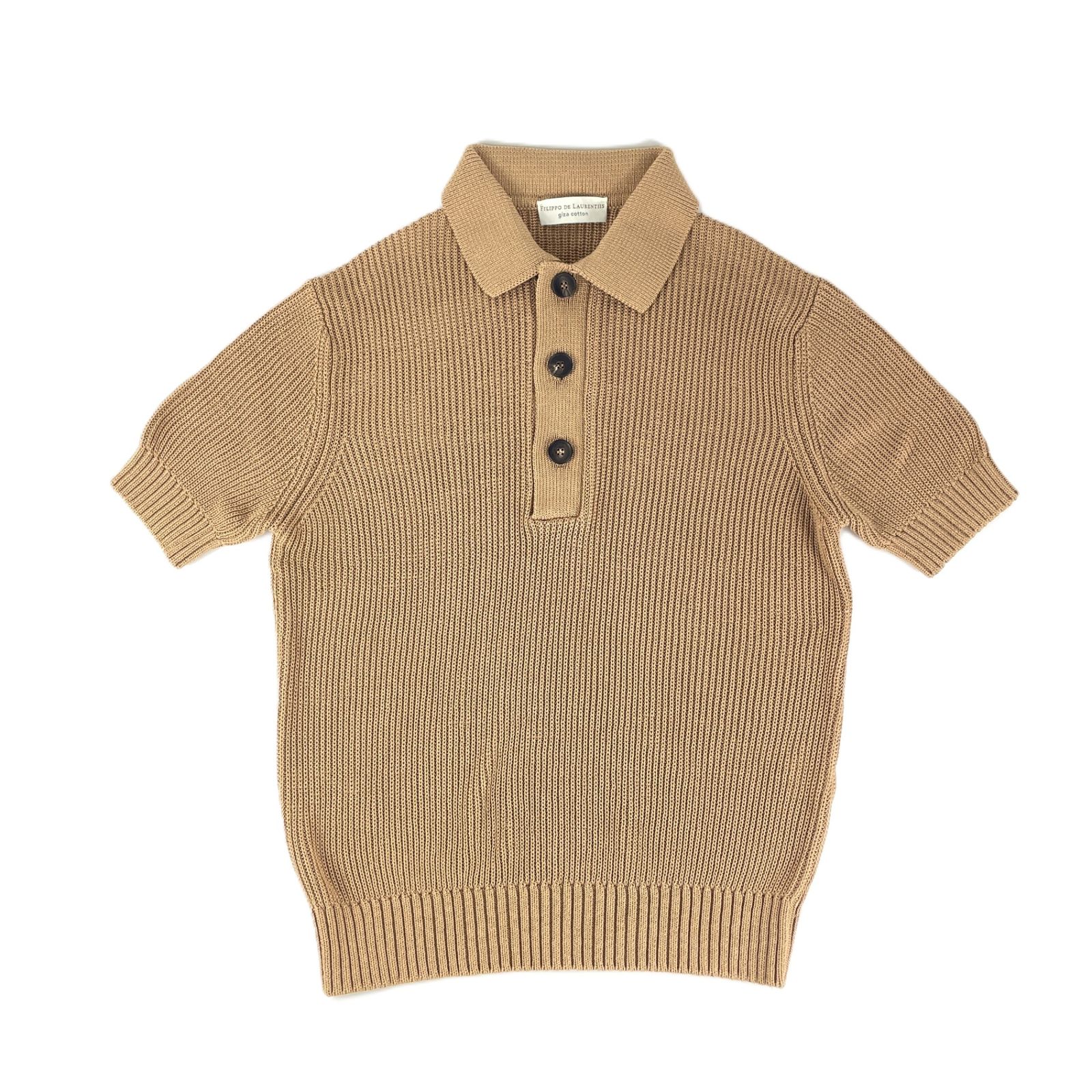 FILIPPO　DE　LAURENTIIS　フィリッポ　デ　ローレンティス　4110-PL3MC04　半袖コットンニットポロシャツ　サイズ44　イタリア製　ベージュ