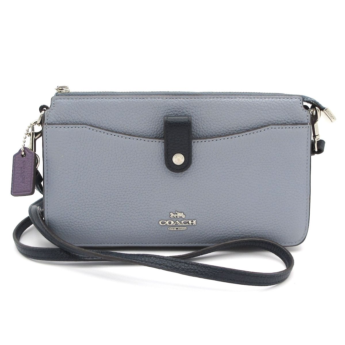 COACH(コーチ) 財布 ノア ポップアップ メッセンジャー 31864 ライトブルー×ネイビー×パープル レザー