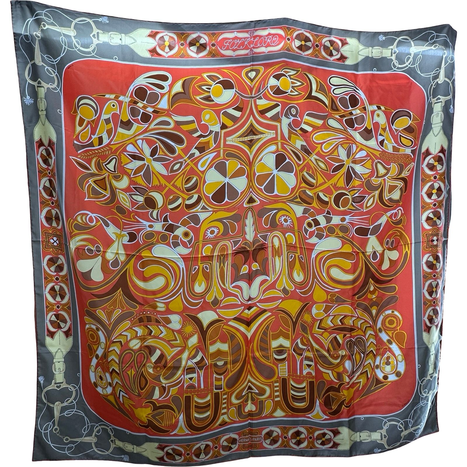 エルメス HERMES カレ140 FOLKLORS シルク レディース スカーフ