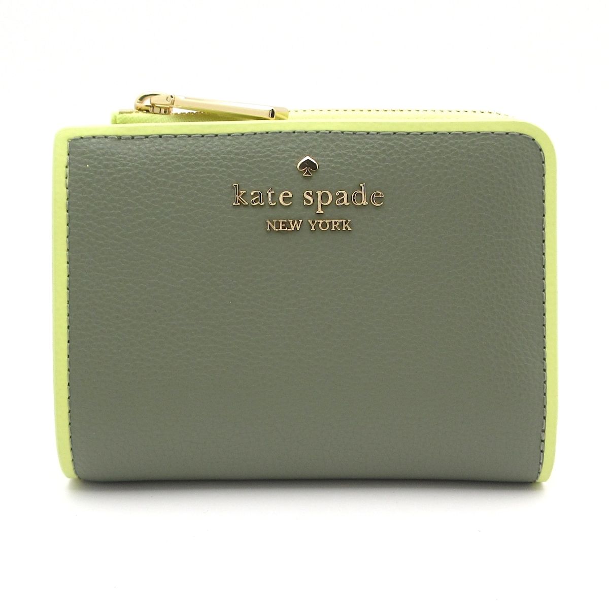 Kate spade(ケイトスペード) 2つ折り財布 - KN763 ダークグレー×ライトイエロー L字ファスナー レザー