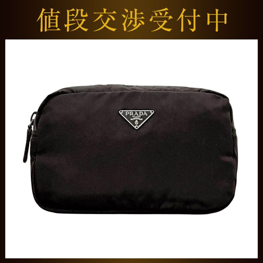 プラダ ポーチ ダークブラウン 焦げ茶色 テスート - 小物入れ 美品