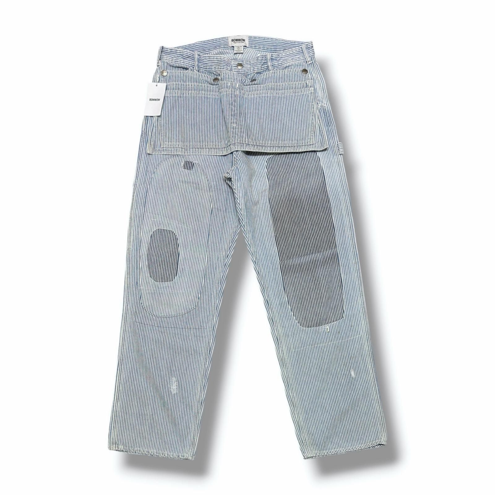 参考上代48400円 未使用 BOWWOW 25SS HICKORY PAINTER PANTS with SEPARATE APRON ヒッコリー ペインターパンツ エプロン バウワウ BW251-HPPA ストライプ XL （15045M）