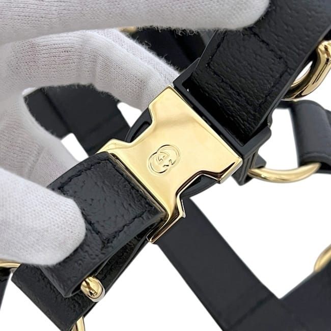 GUCCI ◆グッチ ハーネス グッチ ペット ハーネス ブラック 黒 インターロッキング 695253 2ZR0G