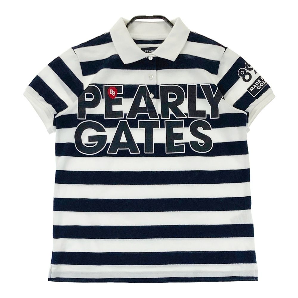 サイズ：1 PEARLY GATES パーリーゲイツ 半袖ポロシャツ ボーダー柄 ホワイト系 [240101674322] ゴルフウェア レディース ストスト