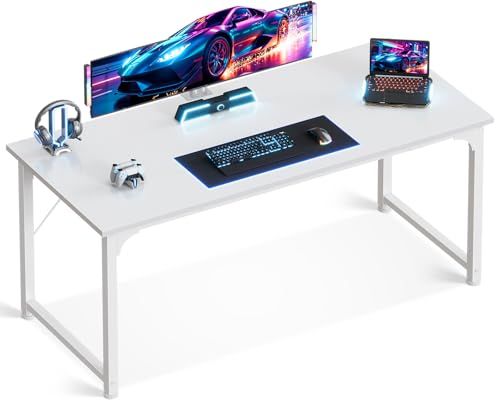 ODK デスク ゲーミングデスク 机 pcデスク 幅160cm パソコンデスク ?子 ゲームデスク computer desk ??? オフィスデスク 学習机 シンプル コンパクト フック付き 在宅ワーク おしゃれ 組立簡単 ホワイトｍａ